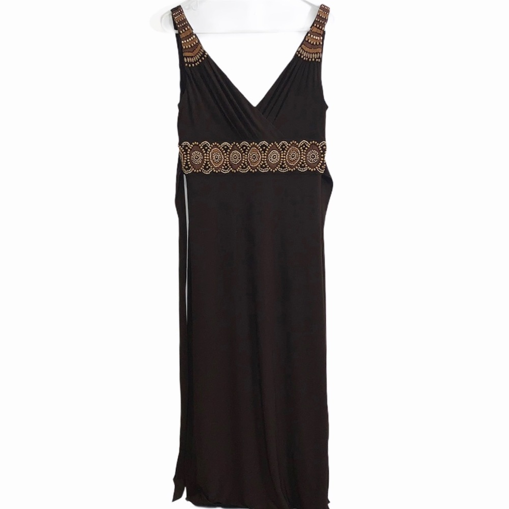 NWT Adrianna Papell V-Neck Dress w/ Bead & Thread